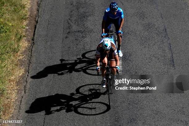 Gediminas Bagdonas of Lithuania and AG2R La Mondiale / Carlos Verona of Spain and Movistar Team / during the 16th Tour of Britain 2019, Stage 7 a...