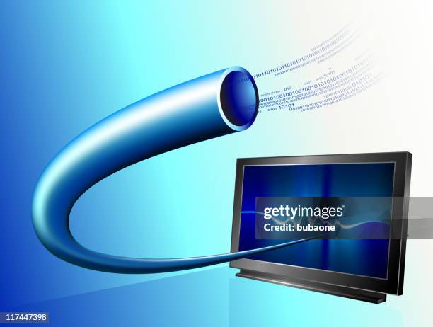 digital communication: hose leading to computer screen. - cable tv stock illustrations