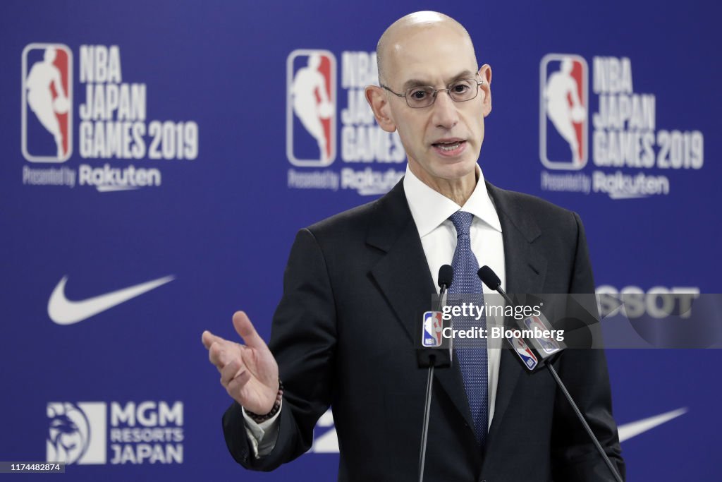 NBA Commissioner Adam Silver Pre-Game News Conference As Protest Tweet Sparks China Furor