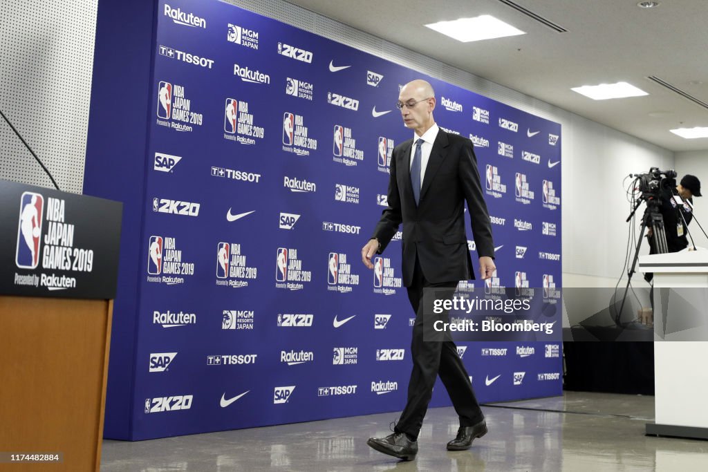 NBA Commissioner Adam Silver Pre-Game News Conference As Protest Tweet Sparks China Furor