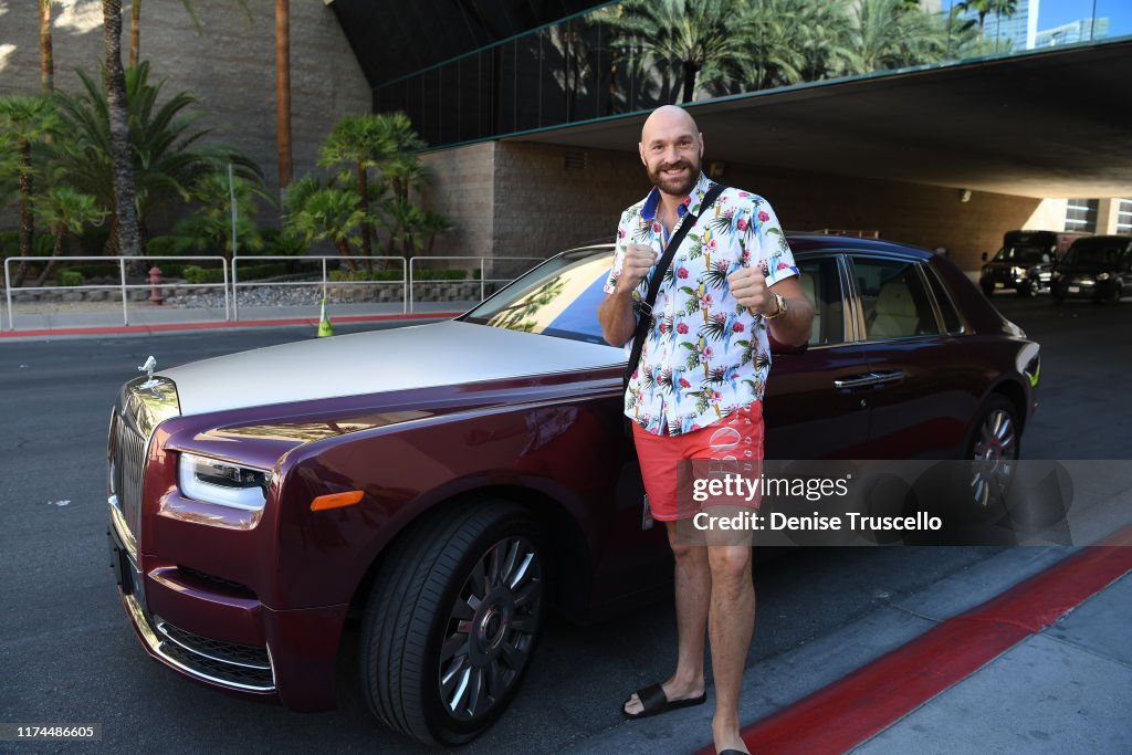 Tyson Fury Arrives In A Rolls-Royce Phantom Ahead Of His Weigh-In At MGM Grand