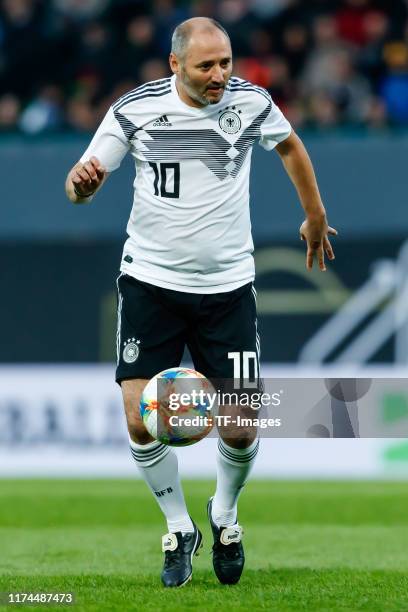 Oliver Neuville of Germany controls the ball during the friendly match between DFB-All-Stars and Azzurri Legends at Sportpark Ronhof Thomas Sommer on...