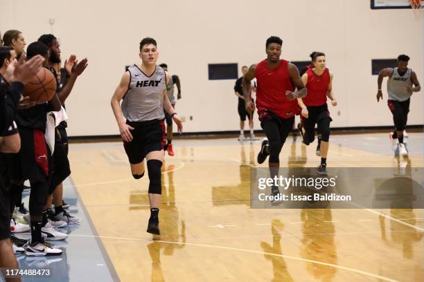 Tyler Herro of the Miami Heat works out during Training Camp on October 3, 2019 at American Airlines Arena in Miami, Florida. NOTE TO USER: User...