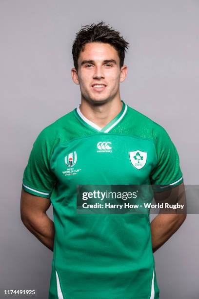 Joey Carbery of Ireland poses for a portrait during the Ireland Rugby World Cup 2019 squad photo call on September 13, 2019 in Chiba, Japan.