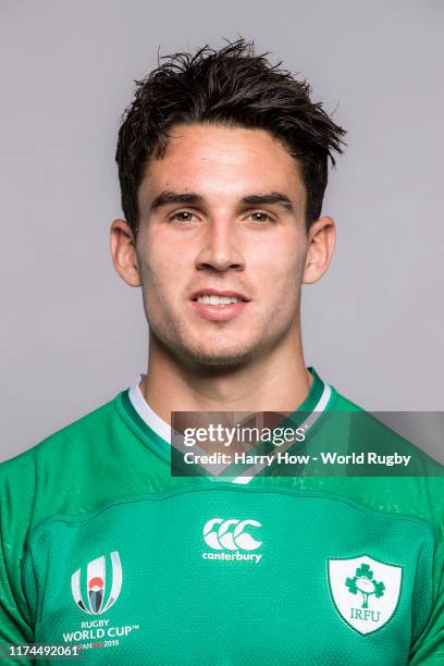 Joey Carbery of Ireland poses for a portrait during the Ireland Rugby World Cup 2019 squad photo call on September 13, 2019 in Chiba, Japan.