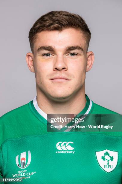 Garry Ringrose of Ireland poses for a portrait during the Ireland Rugby World Cup 2019 squad photo call on September 13, 2019 in Chiba, Japan.