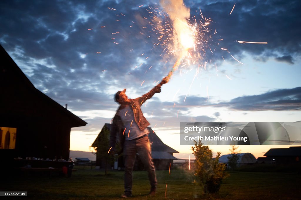 Man with firework