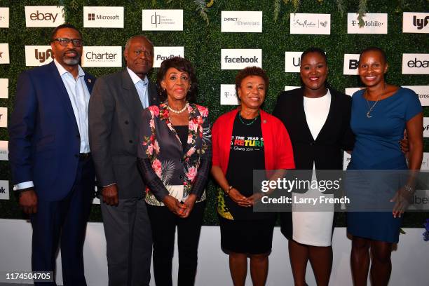 Derrick Johnson, Sydney Williams, Congresswoman Maxine Waters Congresswoman Barbara Lee , Andrea Donker and Jeanine Liburd appear at IMPACT...