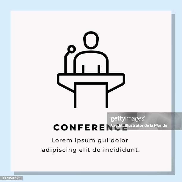 stockillustraties, clipart, cartoons en iconen met conferentie één pictogram ontwerp. stock vector illustratie - conventiecentrum