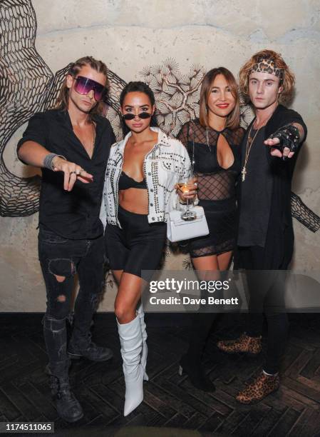 Elijah Rowen, Natasha Grano, Aysulu Onaran and Jack McEvoy attend The Mandrake 2nd Anniversary Party on September 13, 2019 in London, England.