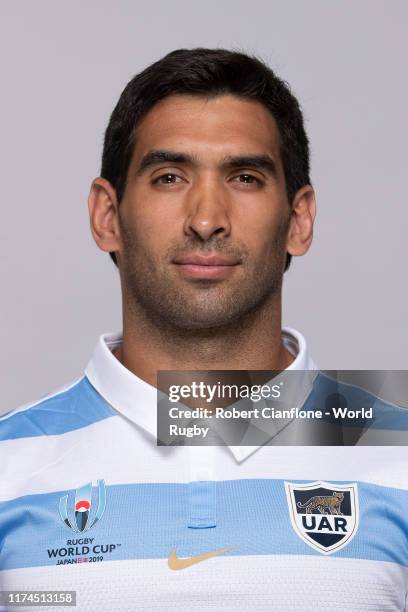 Matias Orlando of Argentina poses for a portrait during the Argentina Rugby World Cup 2019 squad photo call on September 13, 2019 in Hirono,...