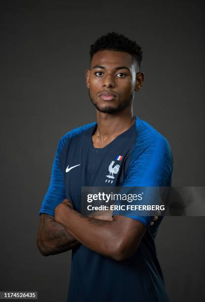 Under 21 France national football team midfielder Jeff Reine-Adelaide poses on October 8, 2019 in Clairefontaine-en-Yvelines.