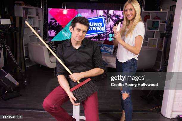 Xavier Mortimer and host Tracy Behr at the Young Hollywood Studio on September 13, 2019 in Los Angeles, California.