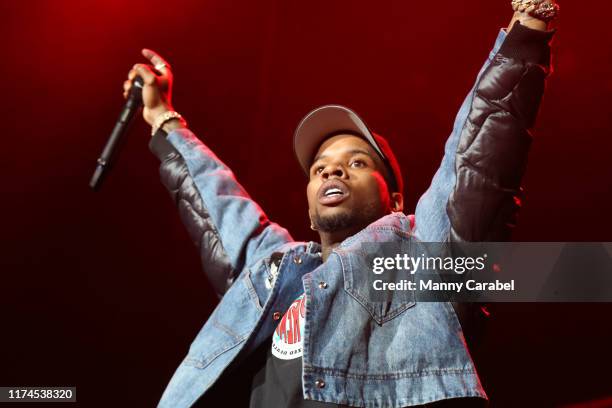 Tory Lanez performs on stage at Prudential Center on September 13, 2019 in Newark, New Jersey.