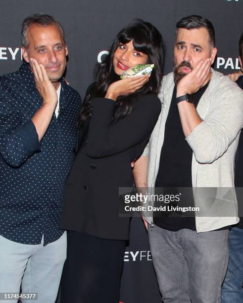 Joe Gatto, Jameela Jamil and Brian Quinn of "The Misery Index" attend The Paley Center for Media's 2019 PaleyFest Fall TV Previews - TBS at The Paley...