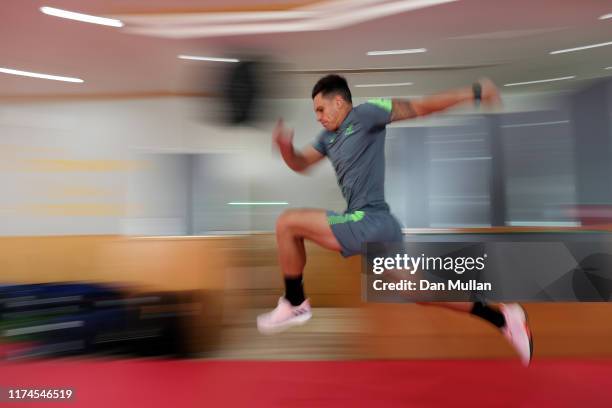 Matt Toomua of Australia takes part in a speed challenge during a gym session on September 14, 2019 in Odawara, Japan.