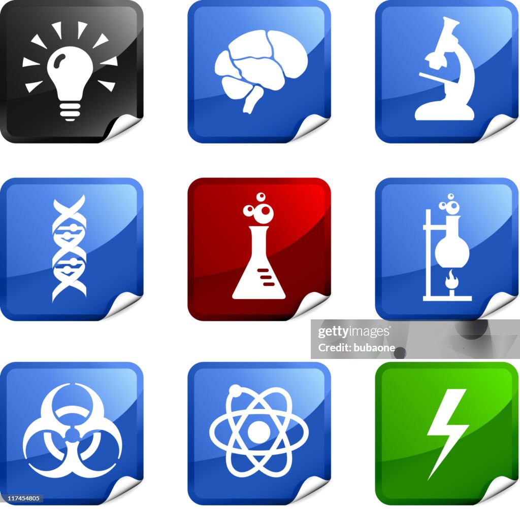 Science and chemistry nine royalty free vector icon set