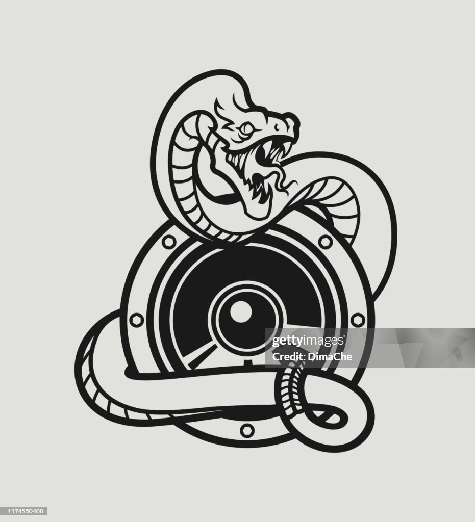 Snake outline silhouette wrapped around a speaker