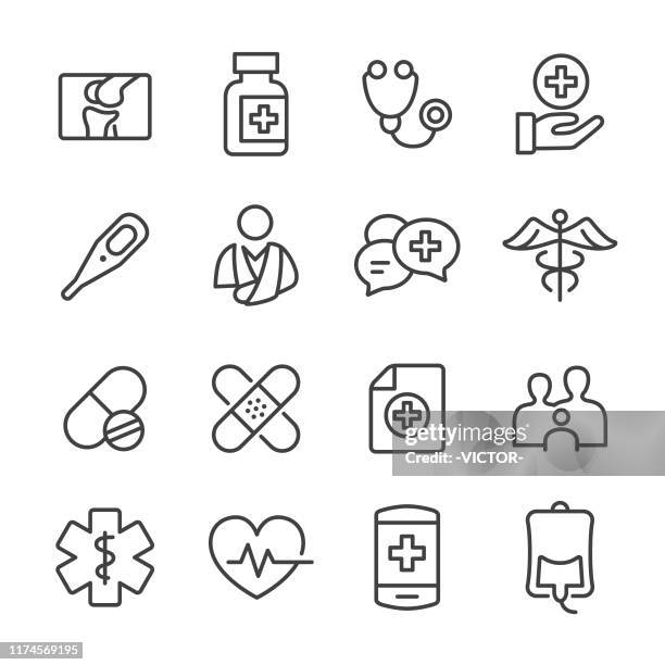 medicine icons - line series - physiotherapy stock illustrations