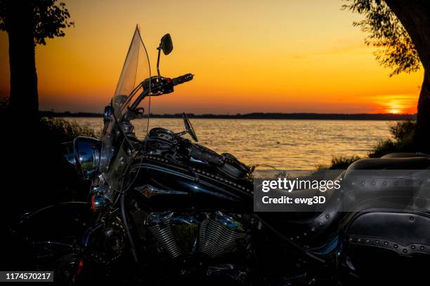 vacation with a motorcycle on the niegocin lake, masuria, poland - gizycko stock pictures, royalty-free photos & images