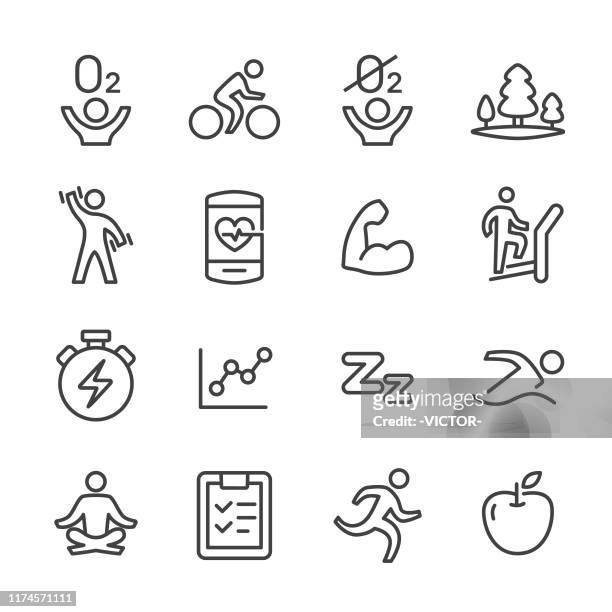 fitness- und übungs-icons-set - line series - anaerobic stock-grafiken, -clipart, -cartoons und -symbole