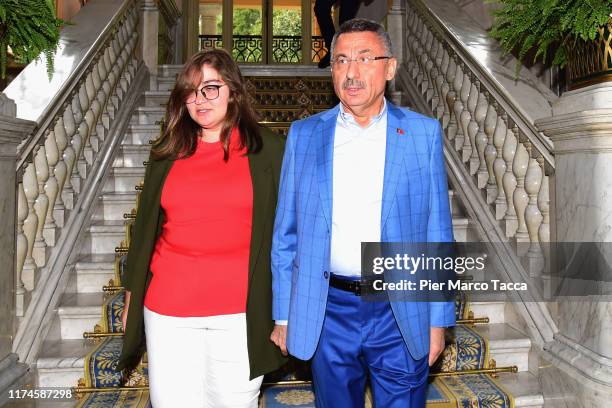 Fuat Oktay Vice President of Turkeyand his daughter Fatma Zehra Oktay attend the Ambrosetti International Economic Forum 2019 "Lo scenario...