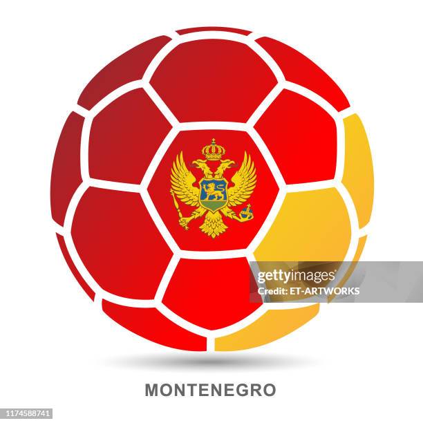 vector soccer ball with montenegro national flag on white background - european football championship stock illustrations