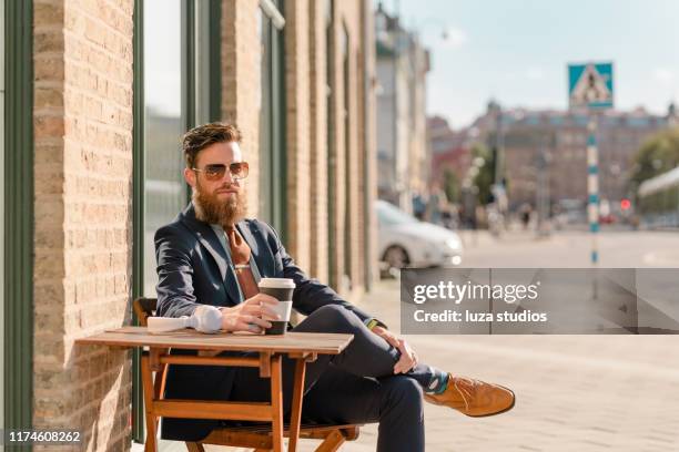 swedish businessman is taking a coffee break in the city - gothenburg sweden stock pictures, royalty-free photos & images