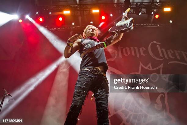 Guitarist Ben Wells of the American band Black Stone Cherry performs live on stage in support of Alice Cooper during a concert at the...