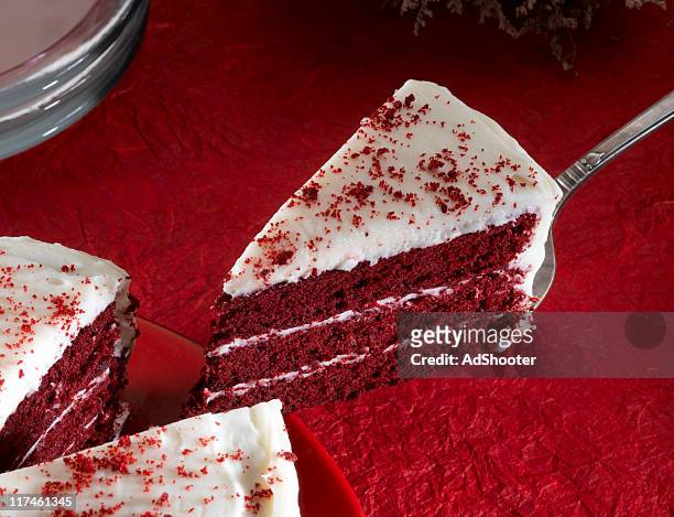 red velvet cake - slice cake stock pictures, royalty-free photos & images