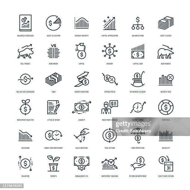 stockillustraties, clipart, cartoons en iconen met investering icon set - bullmarkt