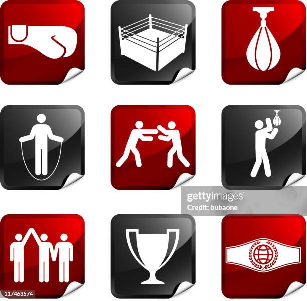 sports training and boxing nine royalty free vector icon set - heavy bag stock illustrations