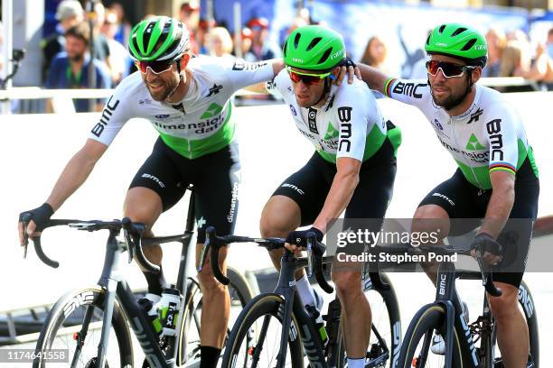 Arrival / Bernie Eisel of Austria and Team Dimension Data / Mark Renshaw of Australia and Team Dimension Data Retirement / Mark Cavendish of Great...