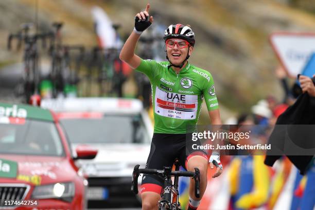 Arrival / Tadej Pogacar of Slovenia and UAE Team Emirates Green Points Jersey / Celebration / during the 74th Tour of Spain 2019 - Stage 20 a 190.4km...