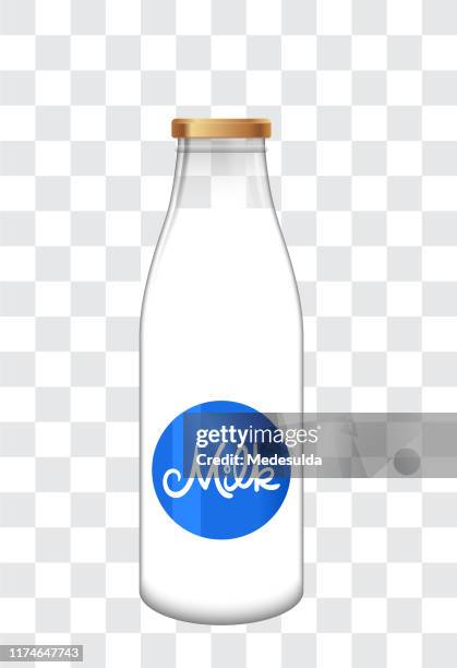 vector milk bottle - milk bottle vector stock illustrations