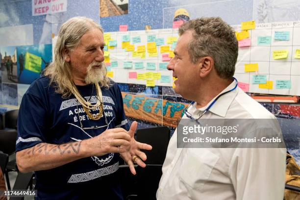 Volmir Candido Bavaresco , with Giuseppe Onufrio, Executive Director Greenpeace Italy, during the visit of a delegation of three indigenous people...