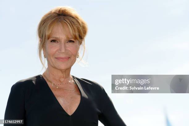 Clémentine Celarié attends the 21th Festival of TV Fiction At La Rochelle : Day Four on September 14, 2019 in La Rochelle, France.