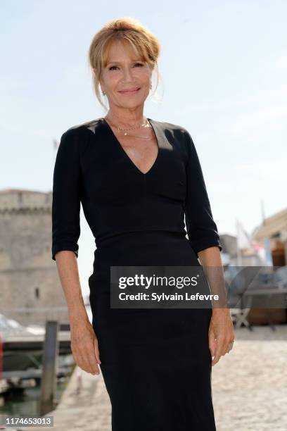 Clémentine Celarié attends the 21th Festival of TV Fiction At La Rochelle : Day Four on September 14, 2019 in La Rochelle, France.