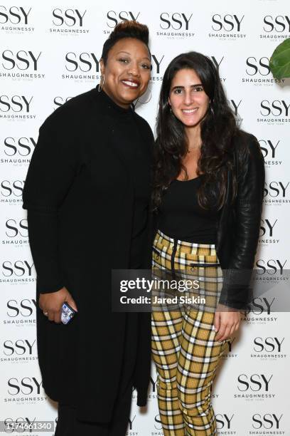 Ameil Sloley and Guest attend SSY Designs And Children's Rights Cocktail And Shopping Party at 252 East 57th Street on October 3, 2019 in New York...