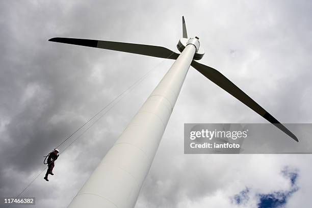practice descensor. - wind farm worker stock pictures, royalty-free photos & images