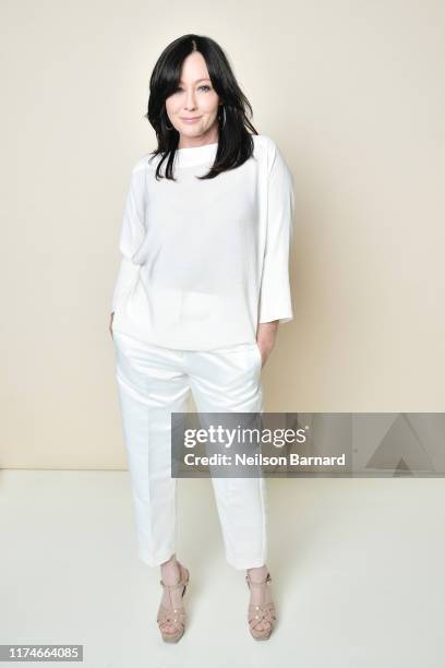 Shannen Doherty poses for a portrait in the Getty Images & People Magazine Portrait Studio at Hallmark Channel and American Humanes 2019 Hero Dog...