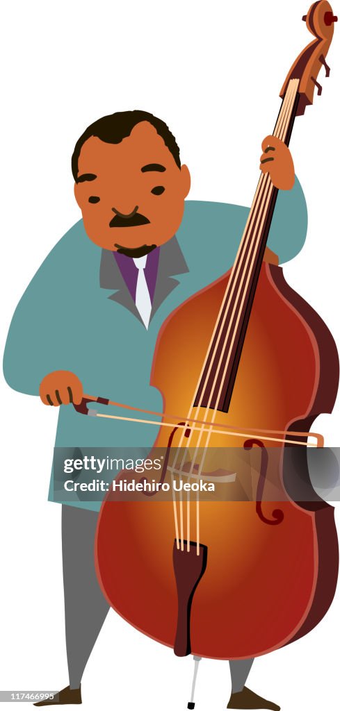 Illustration of a man playing a cello