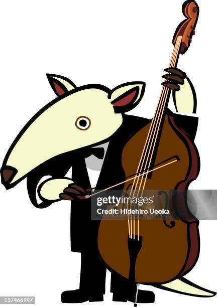 Illustration Of An Aardvark Playing The Cello, Foto stock