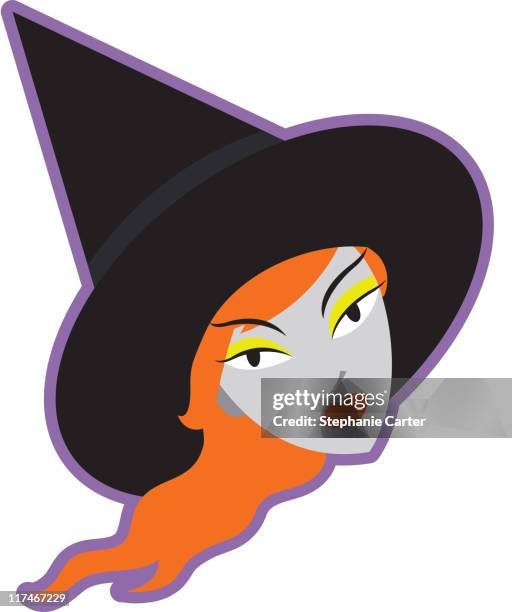 illustration of a witch - magic hat white background stock illustrations