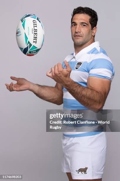 Juan Manuel Leguizamon of Argentina poses for a portrait during the Argentina Rugby World Cup 2019 squad photo call on September 13, 2019 in Hirono,...