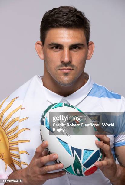 Pablo Matera of Argentina poses for a portrait during the Argentina Rugby World Cup 2019 squad photo call on September 13, 2019 in Hirono, Fukushima,...