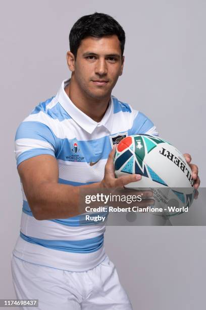 Matias Moroni of Argentina poses for a portrait during the Argentina Rugby World Cup 2019 squad photo call on September 13, 2019 in Hirono,...