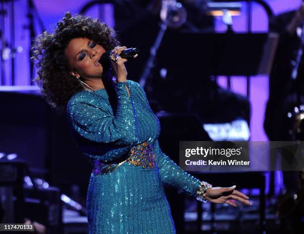 Singer Marsha Ambrosius performs onstage during the BET Awards '11 held at the Shrine Auditorium on June 26, 2011 in Los Angeles, California.