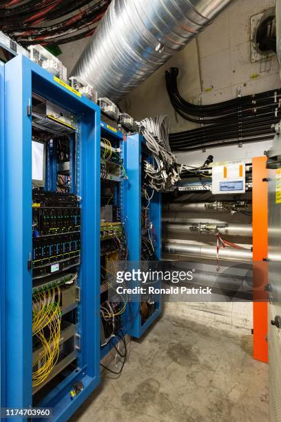 Part of complex Large Hadron Collider is seen underground during the Open Days at the CERN particle physics research facility on September 14, 2019...