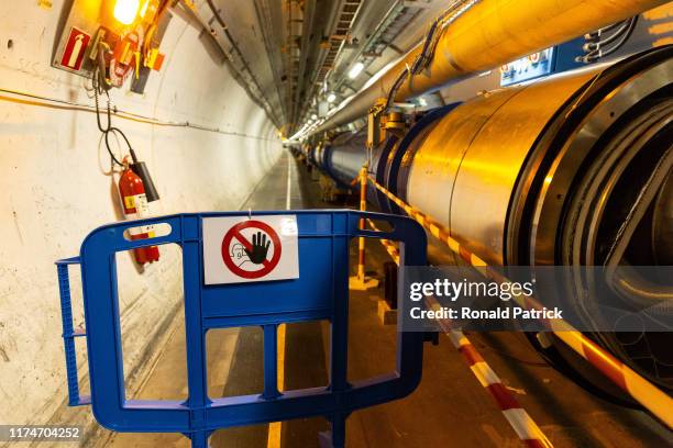 A part of the LHC tunnel is seen during the Open Days at the CERN particle physics research facility on September 14, 2019 in Meyrin, Switzerland....